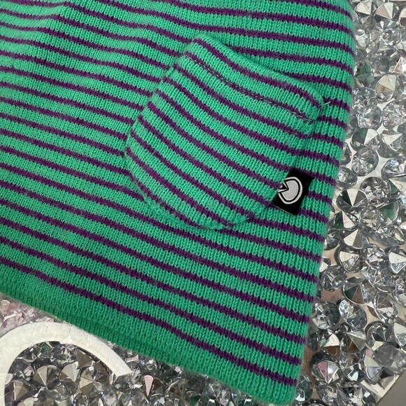 Amazon.com: Mardi gras Hat Purple Green Gold Striped Mardi  Beanie hat toque winter Striped Green and Purple Beanie hat warm knit